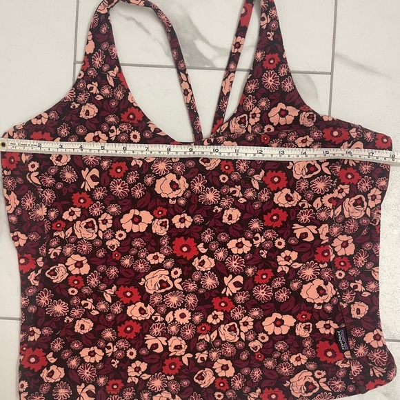 Patagonia Floral Tank Top V Neck With Bra Burgundy/Pink Size L - Picture 10 of 13